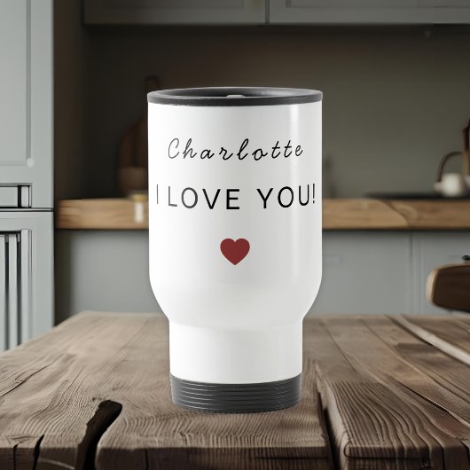 Modern Personalized Valentine Travel Mug Reisebecher
