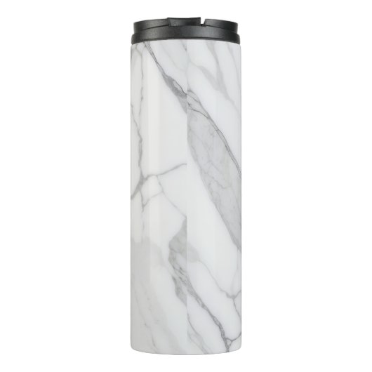 Modern Personalized White Marble Pattern Thermosbecher (Rückseite)