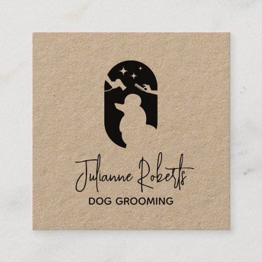 Modern pet care logo dog grooming quadratische visitenkarte (Vorderseite)