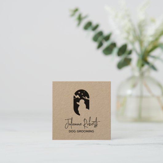Modern pet care logo dog grooming quadratische visitenkarte (Stehend Vorderseite)