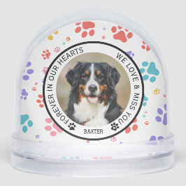 Modern Pet Dog Paw Print Memorial  Schneekugeln