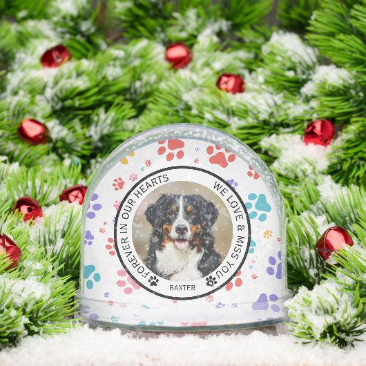 Modern Pet Dog Paw Print Memorial Schneekugeln (Weihnachten)
