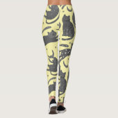 Modern Pet Lover Cream And Grey Kitten Cat Pattern Leggings (Rückseite)