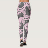 Modern Pet Lover Pink And Grey Kitten Cat Pattern Leggings (Rückseite)