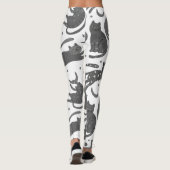 Modern Pet Lover White And Grey Kitten Cat Pattern Leggings (Rückseite)