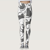 Modern Pet Lover White And Grey Kitten Cat Pattern Leggings (Vorderseite)