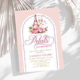 Modern petals and prosecco blush gold shower card einladung