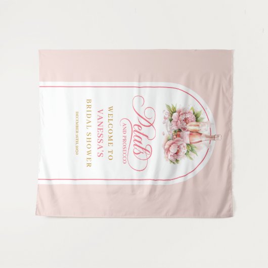 Modern petals and prosecco bridal backdrop gold wandteppich (Vorderseite (Horizontal))