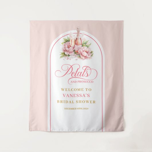 Modern petals and prosecco bridal backdrop gold wandteppich (Vorderseite)