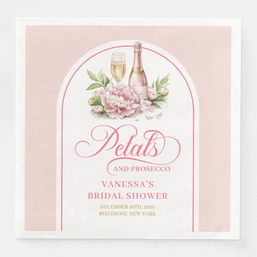 Modern Petals and Prosecco Gold Arched Napkin Set Serviette (Vorderseite)