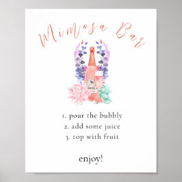 Modern Petals & Prosecco Sukkulent Mimosa Bar Sign Poster