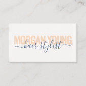 Modern pfirsichblaue Haarstylist-Signatur Visitenkarte (Vorderseite)