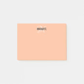 Modern pfirsichbuzz monogram name post-it klebezettel (Vorderseite)