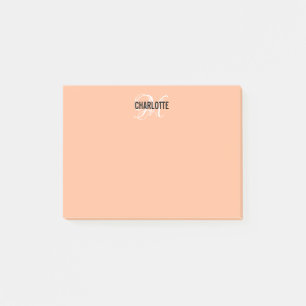 Modern pfirsichbuzz monogram name post-it klebezettel