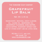 Modern pfirsichrosa mit weißem Text-Lippenbalustem Quadratischer Aufkleber (Vorderseite)