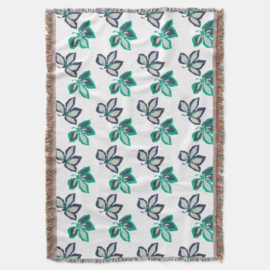 Modern Pflanze Leaf Flora Muster Weiß Decke (Vorderseite Vertikal)