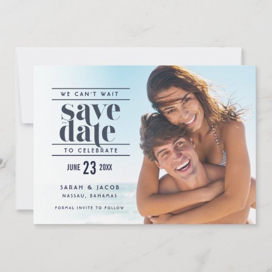 Modern Photo Beach Wedding Save the Date (Vorderseite)
