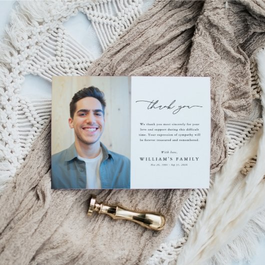 Modern Photo Bereavement Sympathy Funeral Memorial Dankeskarte