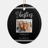 Modern Photo Besties Hearts Black and White Keramik Ornament (Links)