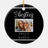 Modern Photo Besties Hearts Black and White Keramik Ornament (Hinten)