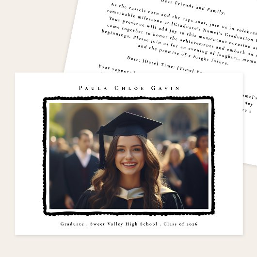 Modern Photo Black Frame Graduation High School Ankündigung
