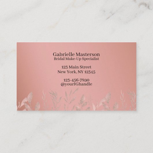 Modern Photo Boho Botanical Script Blush Pink Visitenkarte (Rückseite)