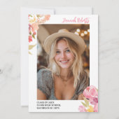 Modern photo Boho Pink Lavender floral graduation Einladung (Rückseite)
