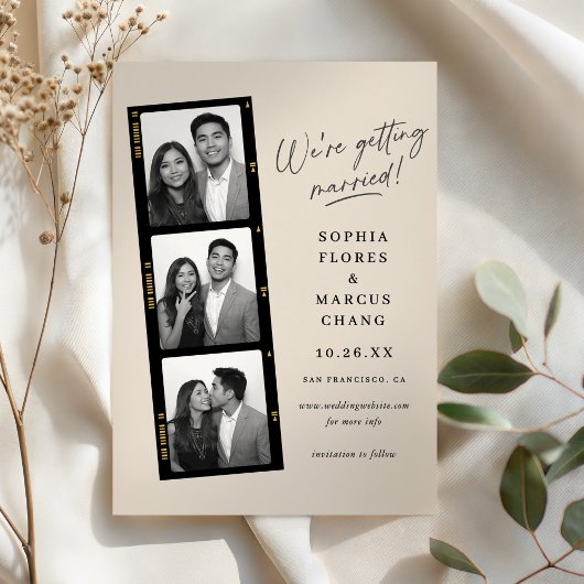 Modern Photo-booth Filmstrip Wedding Save The Date