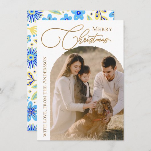 Modern Photo Christmas Feiertagskarte (Vorne/Hinten)