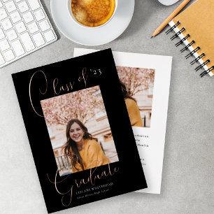 Modern Photo Class of Graduation Black Folieneinladung