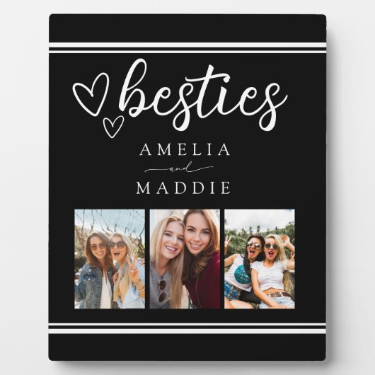 Modern Photo Collage Besties Black and White  Fotoplatte (Vorderseite)