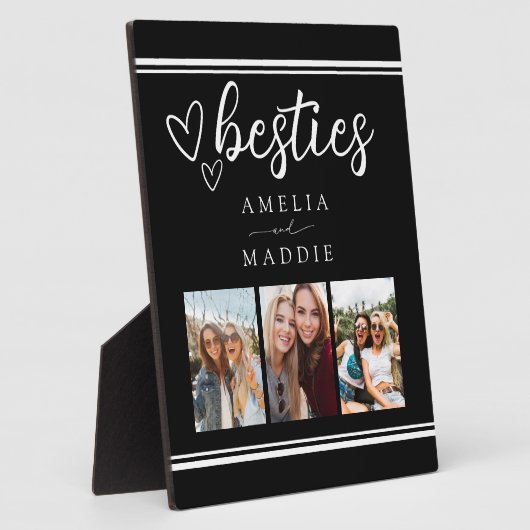 Modern Photo Collage Besties Black and White  Fotoplatte (Seite)