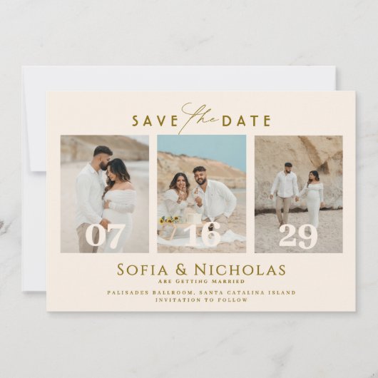 Modern Photo Collage Boho Wedding Save The Date (Vorderseite)