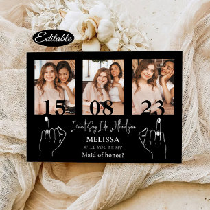 Modern Photo Collage Bridesmaid Proposal Card Einladung