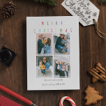 Modern | Photo Collage Christmas Holiday Card Feiertagskarte<br><div class="desc">Wish your friends and family a merry christmas with these cute,  simplistic christmas photo cards,  featuring a colorful 'MERRY CHRISTMAS' in a fun font,  with 4 of your favorite photos,  and a message from your family to theirs.</div>