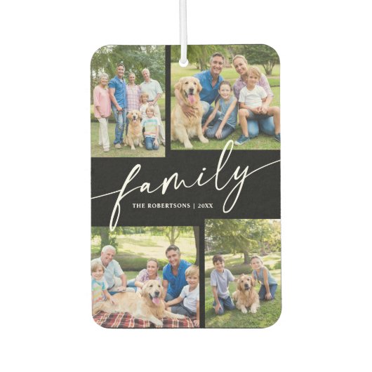 Modern Photo Collage Family Script Custom Autolufterfrischer (Vorderseite)
