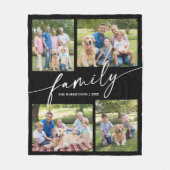 Modern Photo Collage Family Script Keepsake Fleecedecke (Vorderseite)