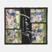 Modern Photo Collage Family Script Keepsake Fleecedecke (Vorderseite (Horizontal))