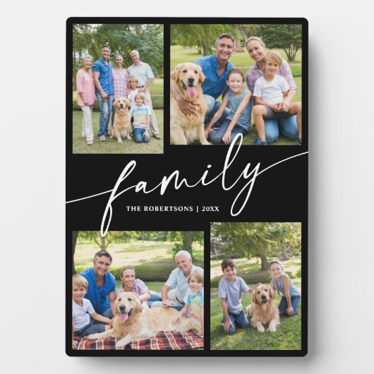 Modern Photo Collage Family Script Keepsake Fotoplatte (Vorderseite)
