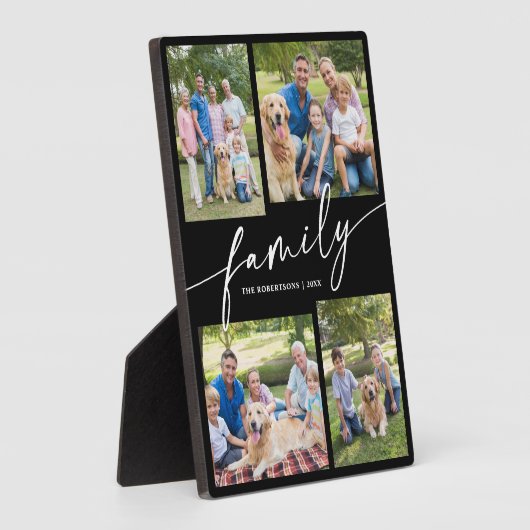 Modern Photo Collage Family Script Keepsake Fotoplatte (Seite)