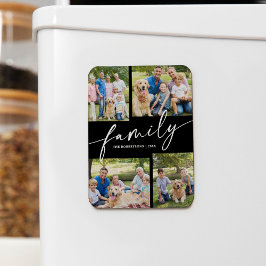 Modern Photo Collage Family Script Keepsake Magnet