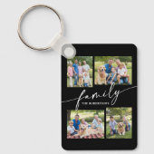 Modern Photo Collage Family Script Keepsake Schlüsselanhänger (Vorderseite)