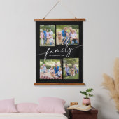 Modern Photo Collage Family Script Keepsake Wandteppich Mit Holzrahmen (Schlafzimmer)