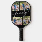 Modern Photo Collage Family Script Pickleball Schläger (Vorderseite)