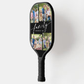 Modern Photo Collage Family Script Pickleball Schläger (Links)