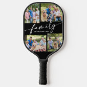 Modern Photo Collage Family Script Pickleball Schläger (Rückseite)