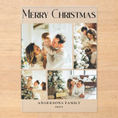 Modern Photo Collage Merry Christmas Holiday  Card Acryleinladungen (Vorderseite)