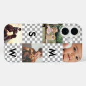 Modern Photo Collage Monogram Checkerboard Case-Mate iPhone Hülle (Rückseite (Horizontal))