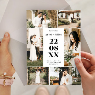 Modern Photo Collage Save the Date Wedding Einladung