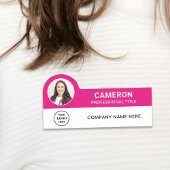 Modern Photo Company Logo Hot Pink Magnetic Namensschild